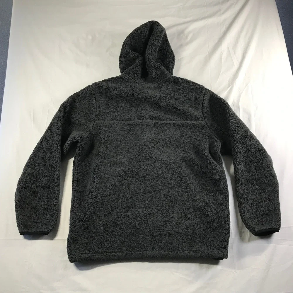 The North Face Mens Campshire Anorak Sherpa Fleece Hoodie Grey Large Quarter Zip